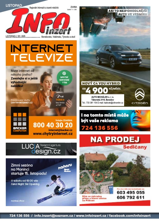INFO inzert Benešov, Vlašim, Týnec, Listopad 2025, č. 191