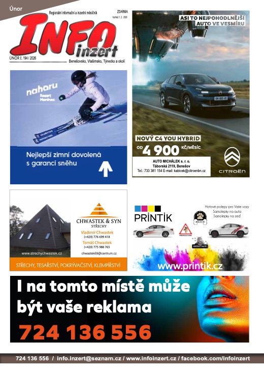 INFO inzert Benešov, Vlašim, Týnec, Únor 2026, č. 194