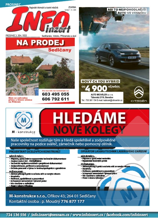 INFO inzert Příbram, Sedlčany, Votice, Prosinec 2025, č. 304