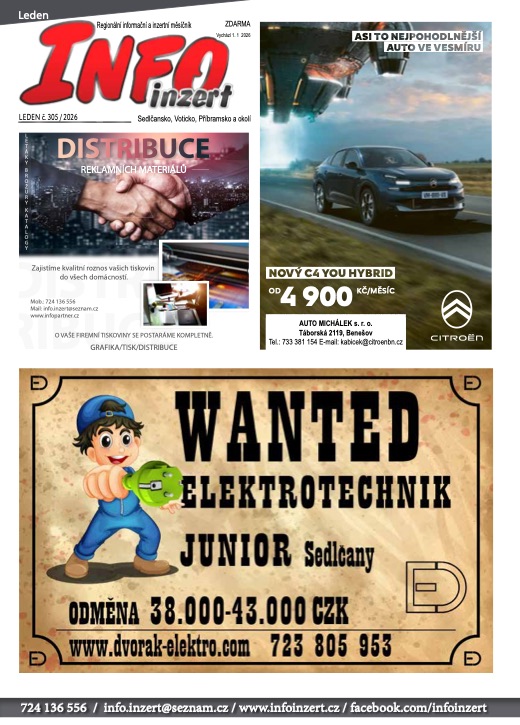 INFO inzert Příbram, Sedlčany, Votice, Leden 2026, č. 305