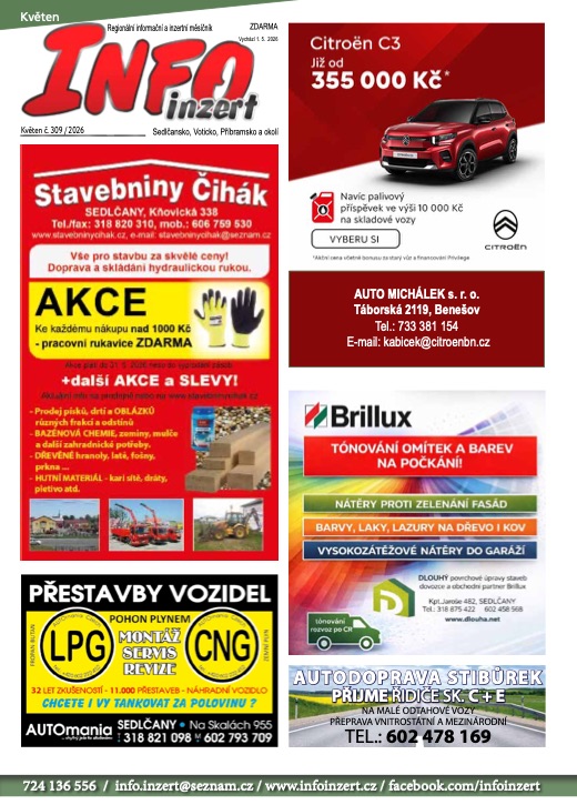 INFO inzert Příbram, Sedlčany, Votice, Květen 2026, č. 309