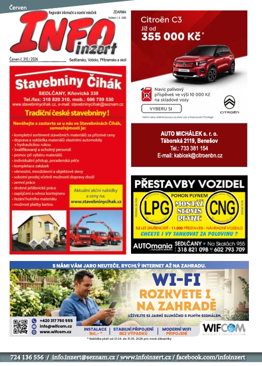 INFO inzert Příbram, Sedlčany, Votice, Červen 2026, č. 310