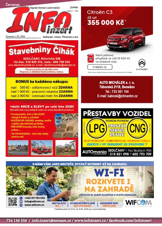 INFO inzert Příbram, Sedlčany, Votice, Červenec 2026, č. 311
