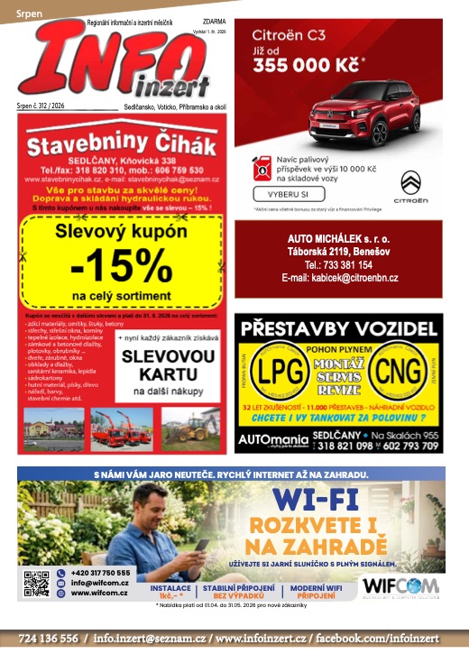INFO inzert Příbram, Sedlčany, Votice, Srpen 2026, č. 312